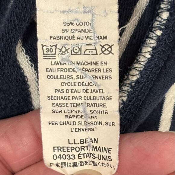 L. L. Bean Navy and White Striped Jacket, Full Zip Sweatshirt, Size Petite M - Picture 3 of 4